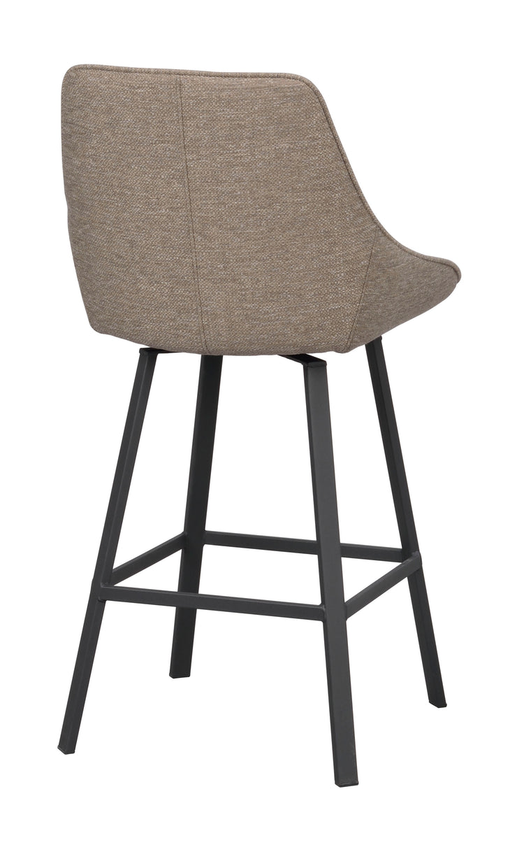 Tumma beige Alison-baarituoli pyörivällä istuinosalla.