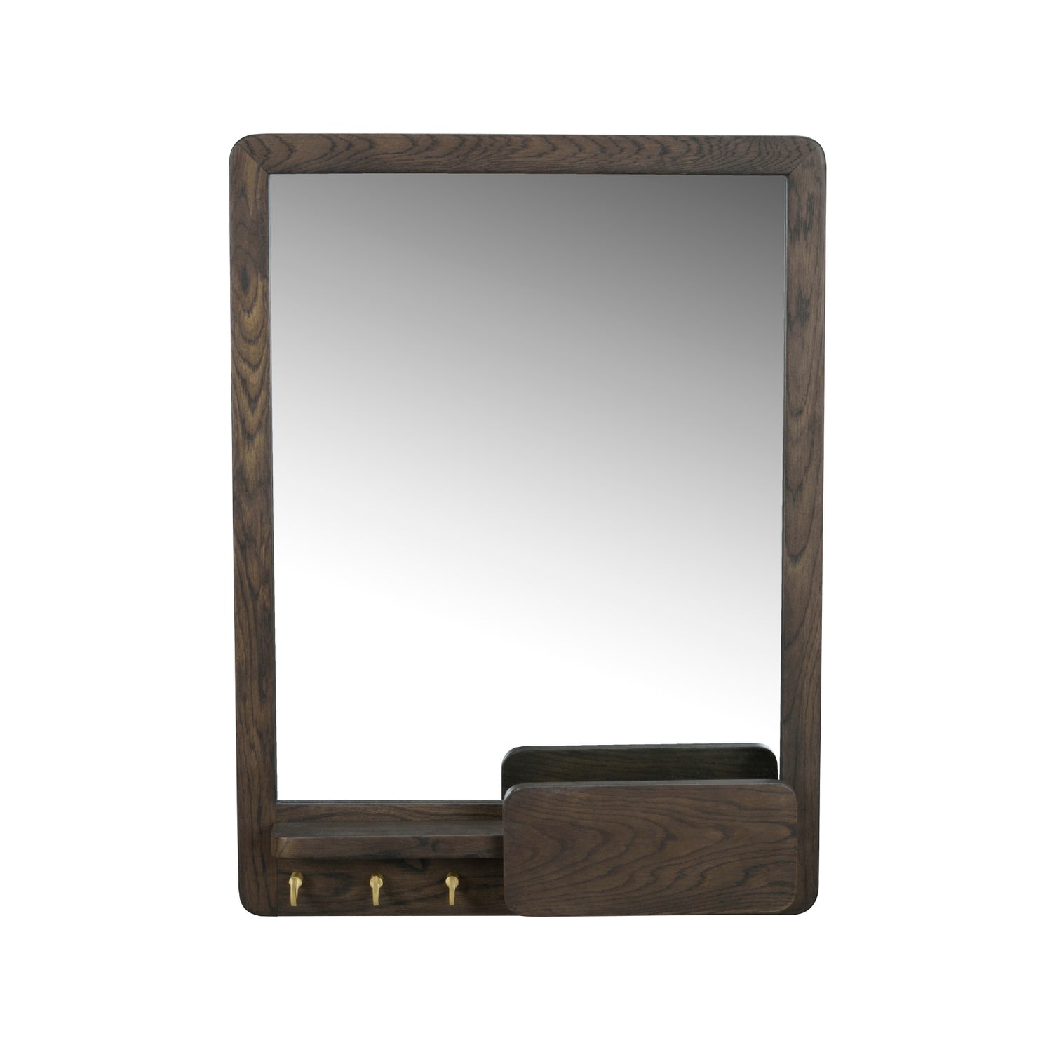 Savutammenvärinen Inverness-peili 60 x 45 cm kullanvärisillä koukuilla.