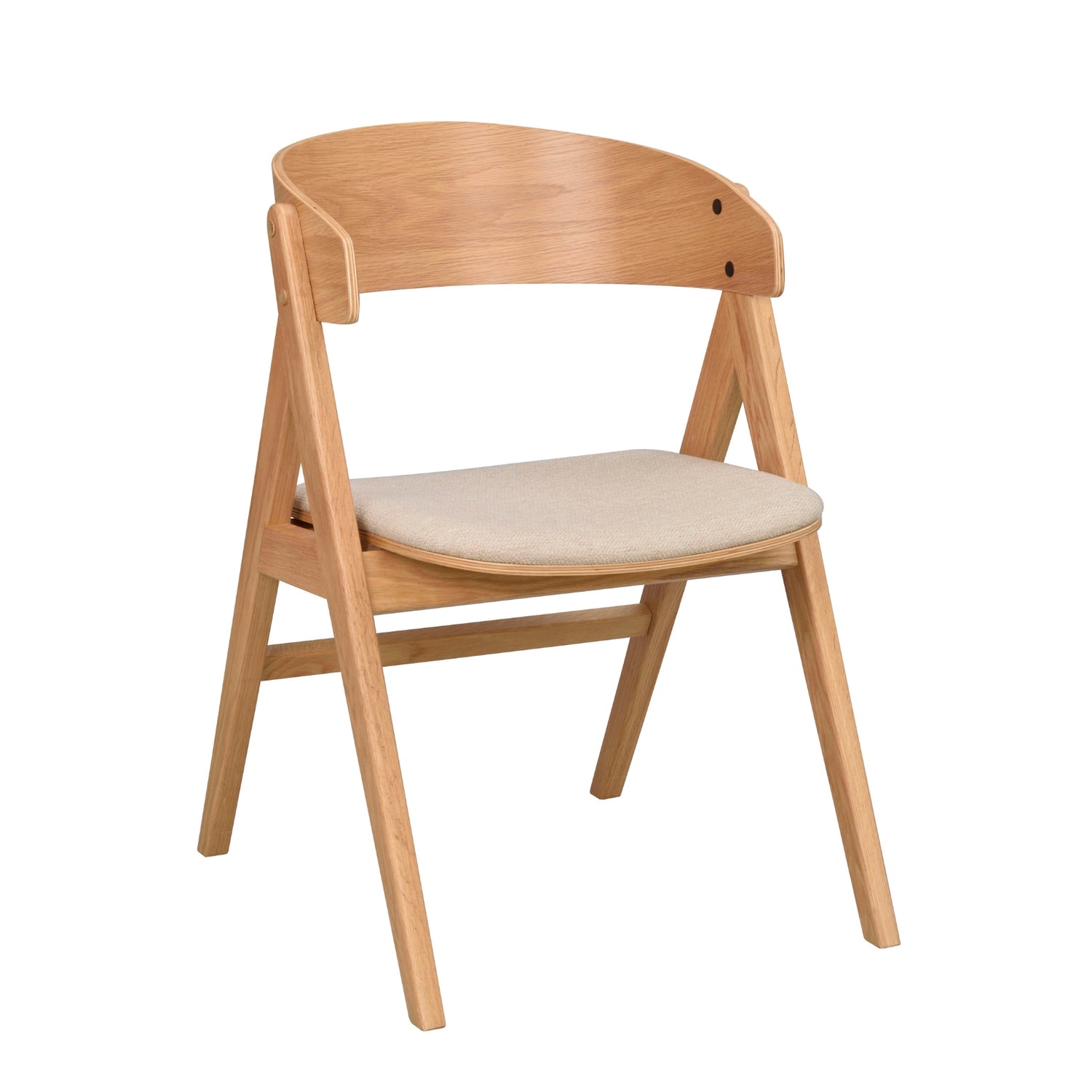 Tammenvärinen Waterton-tuoli, jossa beige verhoilu istuinosassa.