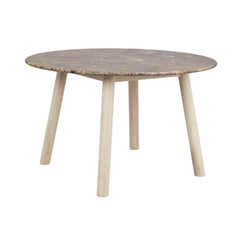 Valkotammenvärinen Taransay-ruokapöytä 125 cm marmorikannella.