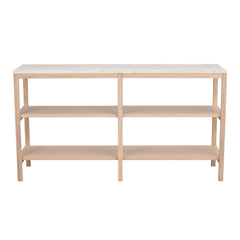 Valkotammenvärinen Orwel-konsolipöytä 140 x 40 cm. 3-tasoinen konsolipöytä tarjoaa tilaa vaikkapa koriste-esineille.