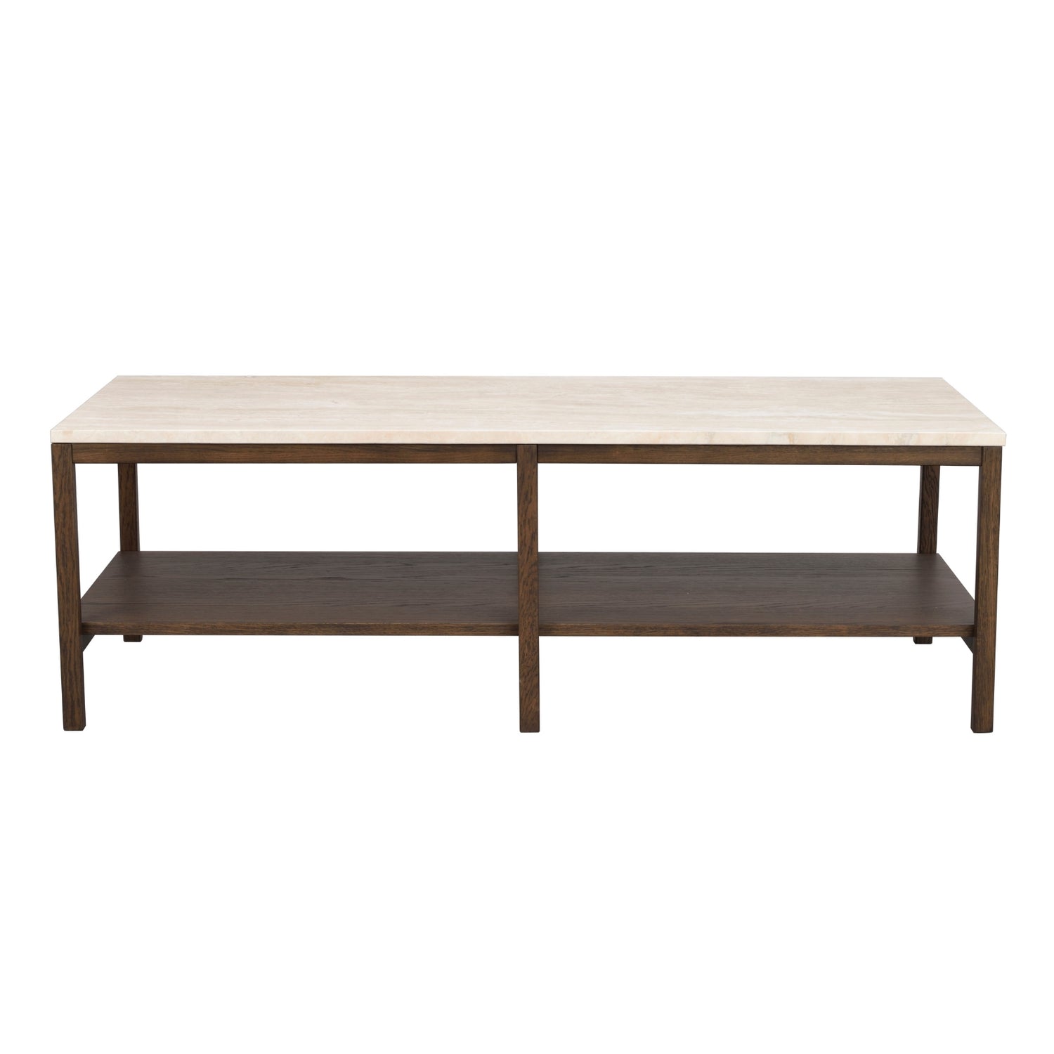 Savutammenvärinen Orwel-sohvapöytä 140 x 60 cm. Sohvapöydässä on myös kätevä alataso vaikkapa koriste-esineille.