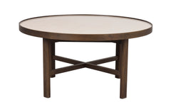 Savutammenvärinen Marsden-sohvapöytä 90 cm. Beige keraaminen kansi.