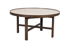 Savutammenvärinen Marsden-sohvapöytä 90 cm. Beige keraaminen kansi.