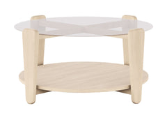 Arran-sohvapöytä Ø 93 cm lasikannella, valkotammi.