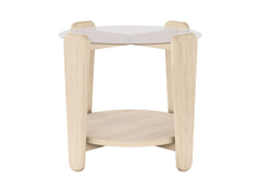 Arran-sohvapöytä Ø 52 cm lasikannella, valkotammi.