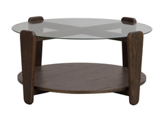 Arran-sohvapöytä Ø 93 cm lasikannella, ruskea.