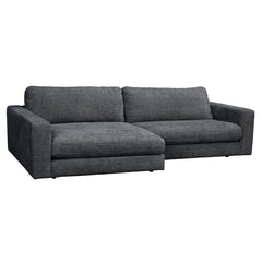 Tummanharmaa Duncan 3-istuttava sohva Robin (#66)-kankaalla. Divaaniosa vasemmalla.