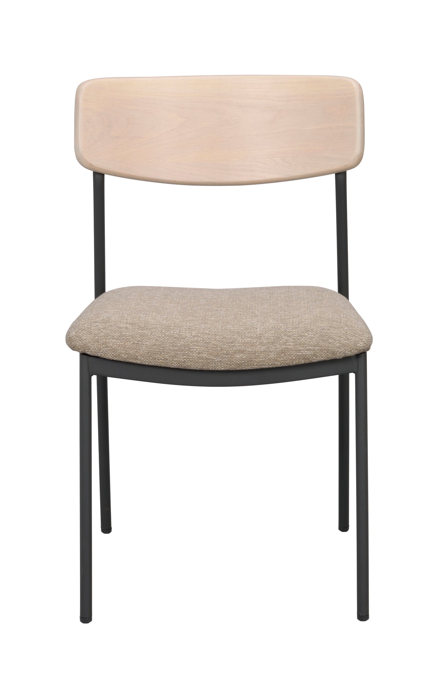 Valkotammenvärinen Maymont-tuoli beigellä istuinosalla.