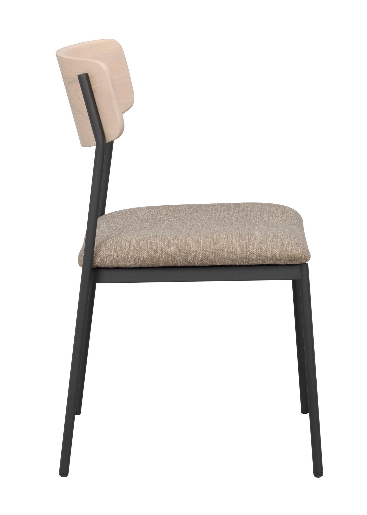 Valkotammenvärinen Maymont-tuoli beigellä istuinosalla.