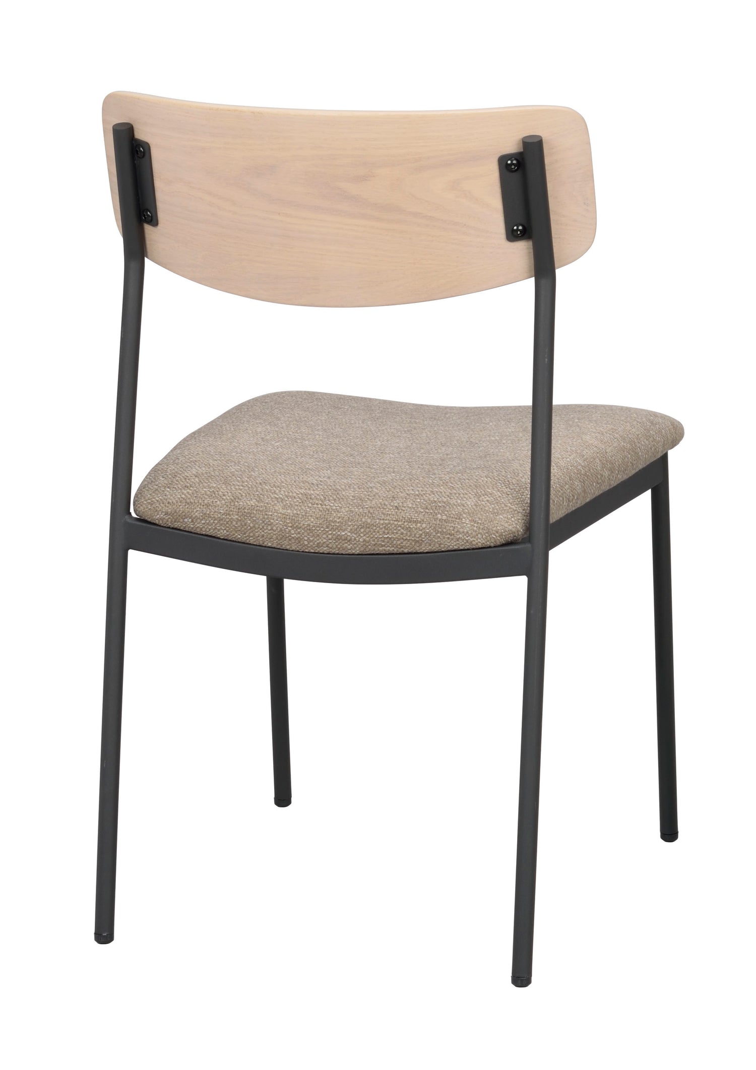 Valkotammenvärinen Maymont-tuoli beigellä istuinosalla.