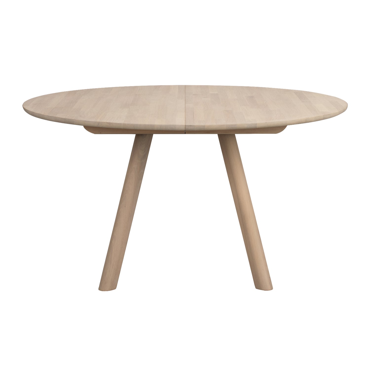 Pyöreä Clapperton ruokapöytä valkotammenvärisenä.