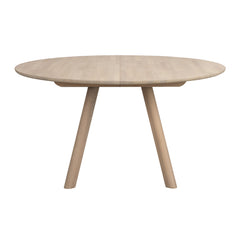 Pyöreä Clapperton ruokapöytä valkotammenvärisenä.