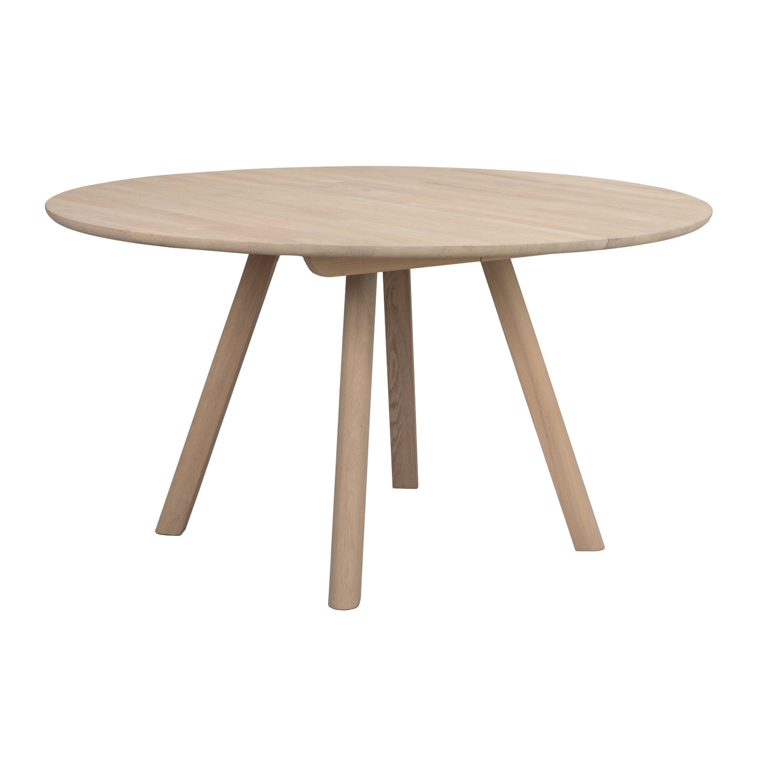 Pyöreä Clapperton ruokapöytä valkotammenvärisenä.