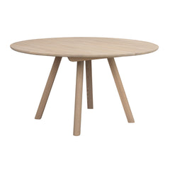 Pyöreä Clapperton ruokapöytä valkotammenvärisenä.