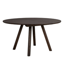 Pyöreä Clapperton ruokapöytä tummanruskeana.