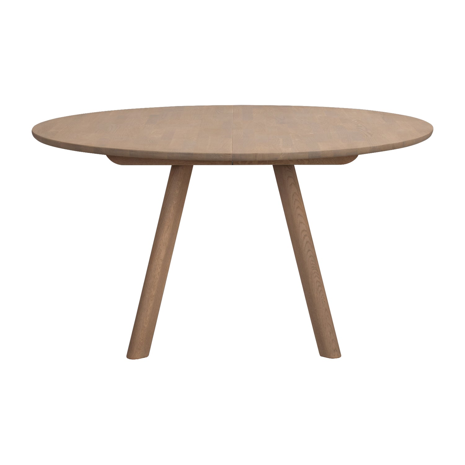 Pyöreä Clapperton ruokapöytä hiekkatammenvärisenä.