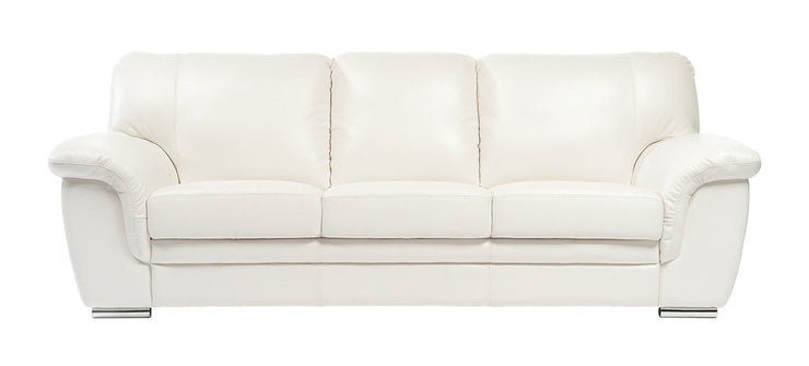 3-istuttavan Ariel-sohvan verhoiluna on Soft Antique -nahka/keinonahka, väri 0000 valkoinen. Sohvassa on metallijalat.