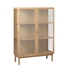 140 cm korkea Elba-lasivitriini, luonnonvärinen tammi.