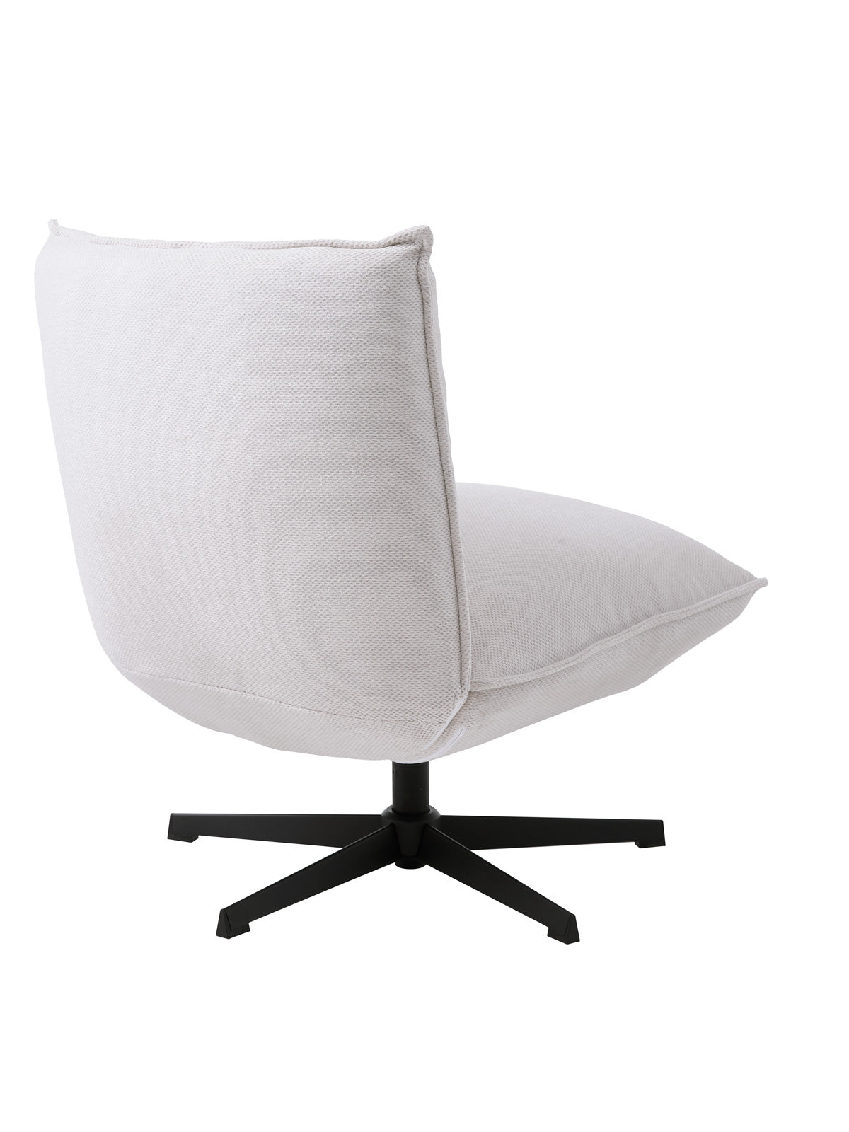 Fraser-lepotuoli, valkoinen Chenille-kangasverhoilu ja musta ristikkojalka.