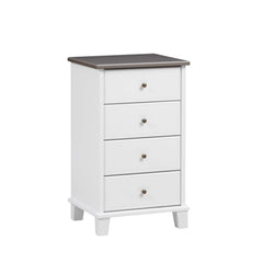 Valkoinen Aada-lipasto harmaalla kannella.