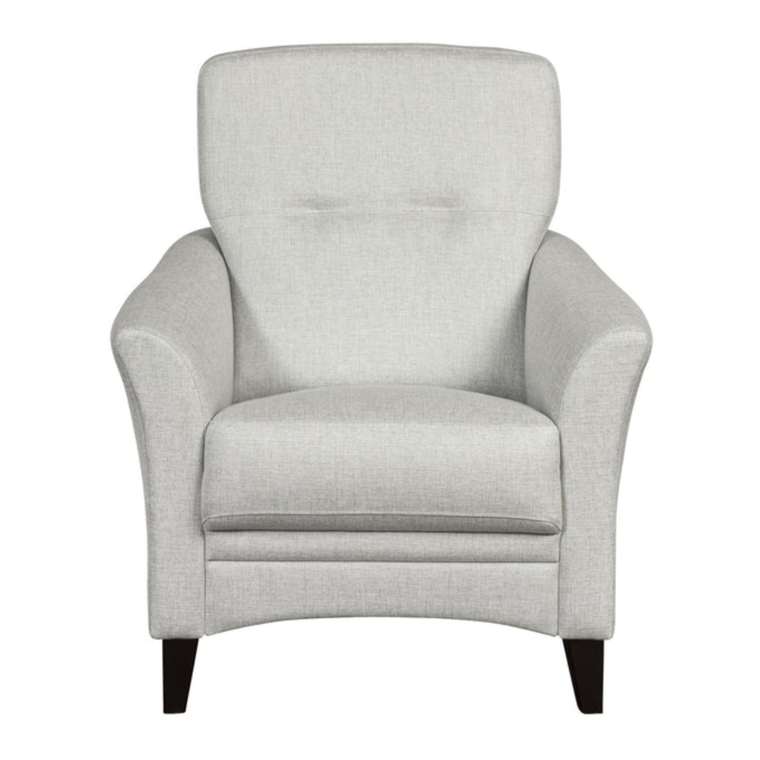 Aura-nojatuoli vaaleanharmaalla Sundsvall 17 -kankaalla ja wengen värisillä puujaloilla.