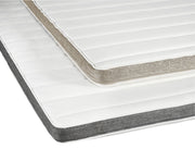 Profiloidun Aava-sijauspatjan reunassa on valitun sängyn rungon värinen hiekanvärinen tai antrasiitti boordi. Petauspatjan makuupinnoilla on valkoinen joustoneulos.