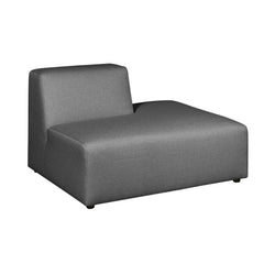 Alma-avopääty. Verhoiltu harmaalla Minco 16 -kankaalla. Mustat muovijalat.