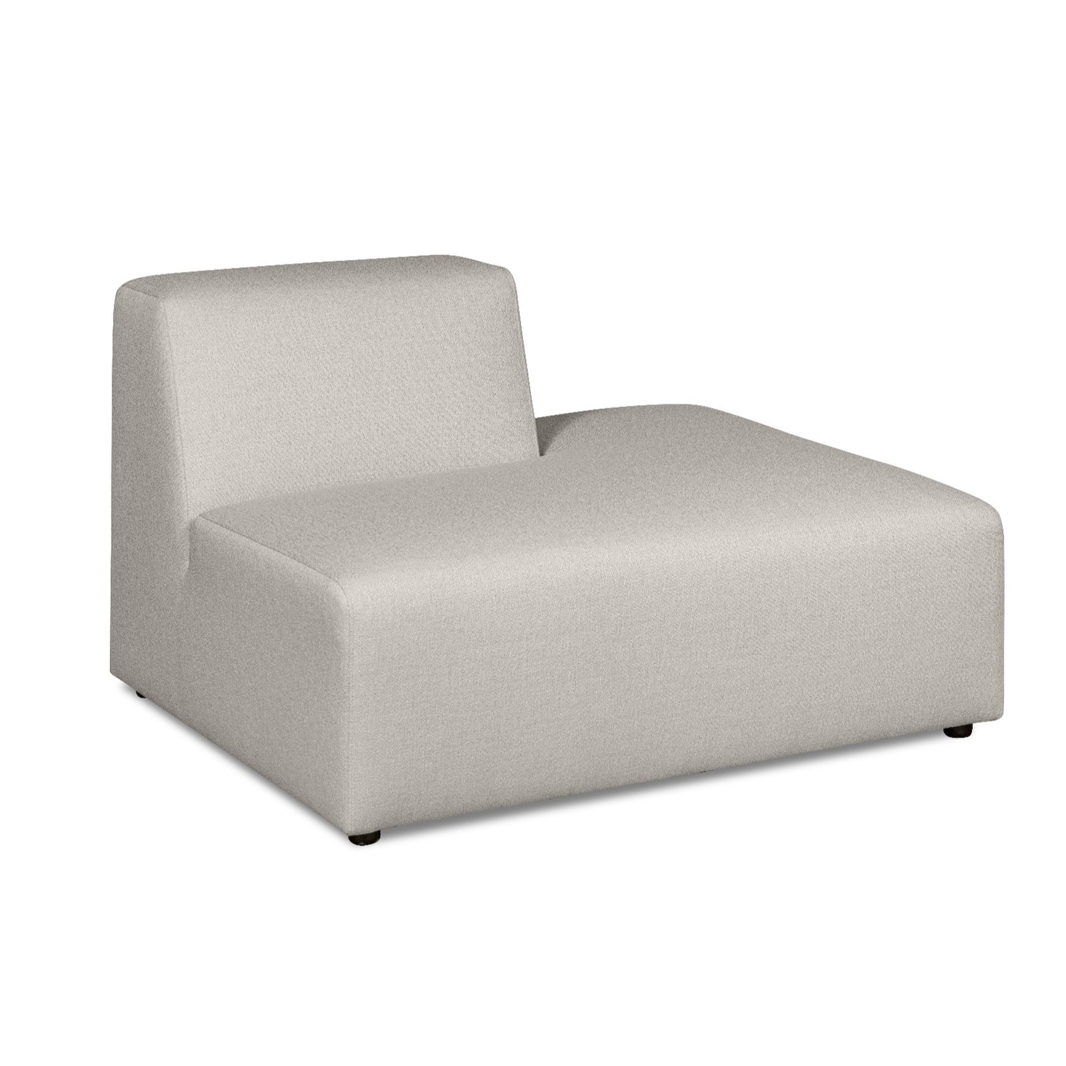 Alma-avopääty. Verhoiltu vaalealla Minco 2 -kankaalla. Mustat muovijalat.