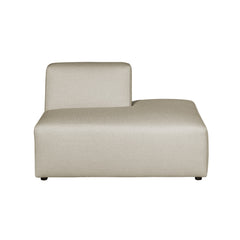 Alma-avopääty. Verhoiltu beigenvärisellä Minco 30-kankaalla. Mustat muovijalat.