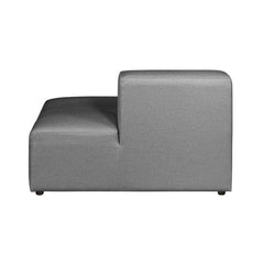 Alma-avopääty. Verhoiltu harmaalla Minco 16 -kankaalla. Mustat muovijalat.