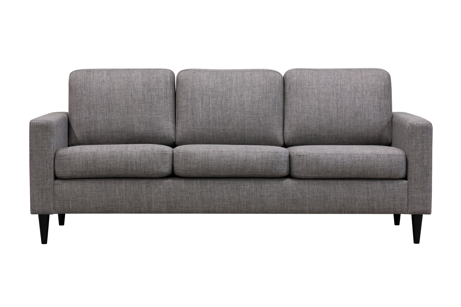 Ancona L 3-istuttava sohva harmaanruskealla Tuuru Basic-kankaalla 489 sekä mustilla puujaloilla.