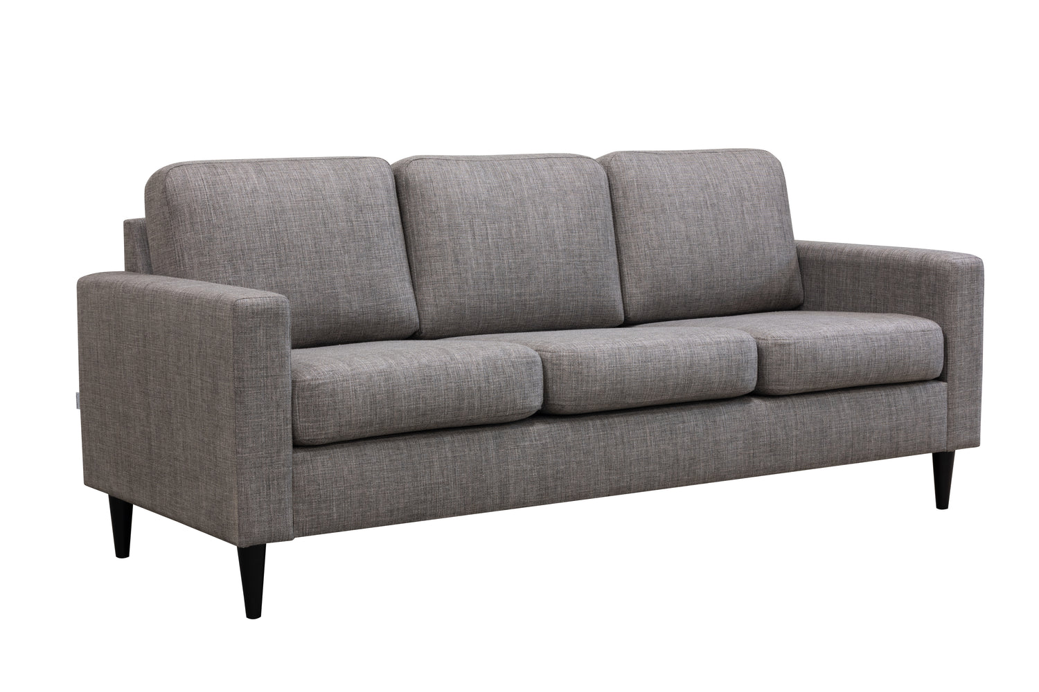 Ancona L 3-istuttava sohva harmaanruskealla Tuuru Basic-kankaalla 489 sekä mustilla puujaloilla.