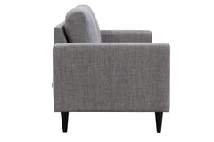 Ancona L 3-istuttava sohva harmaanruskealla Tuuru Basic-kankaalla 489 sekä mustilla puujaloilla.