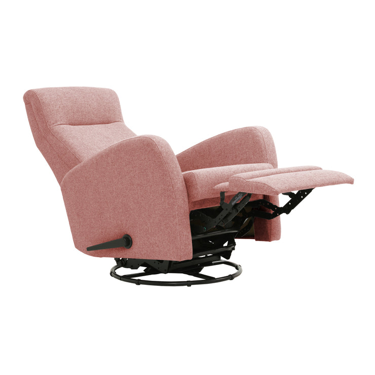 Anton-mekanismituoli roosan värisellä Cloud 63 -kangasverhoilulla. Kuvassa recliner-tuolin mekanismi on aukaistu kokonaan sivussa olevalla kahvalla. Tuolissa on myös pyörintä- ja keinuntaominaisuus.