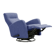 Anton-mekanismituoli tummansinisellä Cloud 77 -kangasverhoilulla. Kuvassa recliner-tuolin mekanismi on aukaistu kokonaan sivussa olevalla kahvalla. Tuolissa on myös pyörintä- ja keinuntaominaisuus.