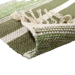 Lähikuvassa Arne-puuvillamatto, vihreä kuosi.