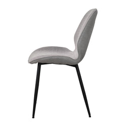 Cordova-tuoli harmaalla kankaalla ja mustilla metallijaloilla.
