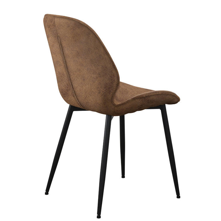 Cordova-tuoli ruskealla kangas-/keinonahka-verhoilulla ja mustilla metallijaloilla.