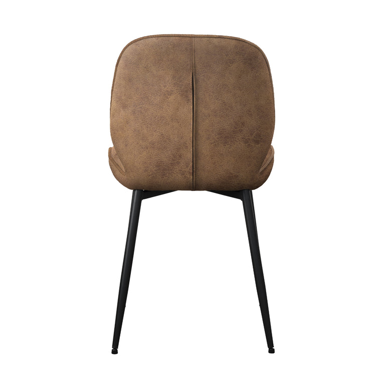 Cordova-tuoli ruskealla kangas-/keinonahka-verhoilulla ja mustilla metallijaloilla.