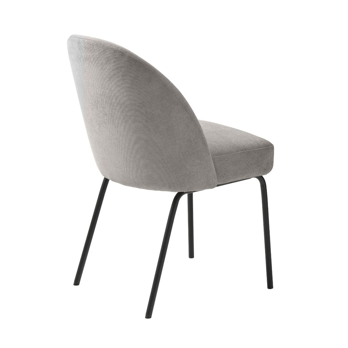Creston-tuoli harmaalla Chenille-verhoilukankaalla ja mustilla metallijaloilla.