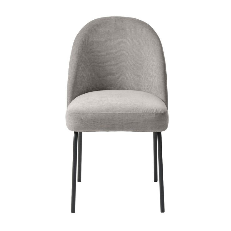 Creston-tuoli harmaalla Chenille-verhoilukankaalla ja mustilla metallijaloilla.