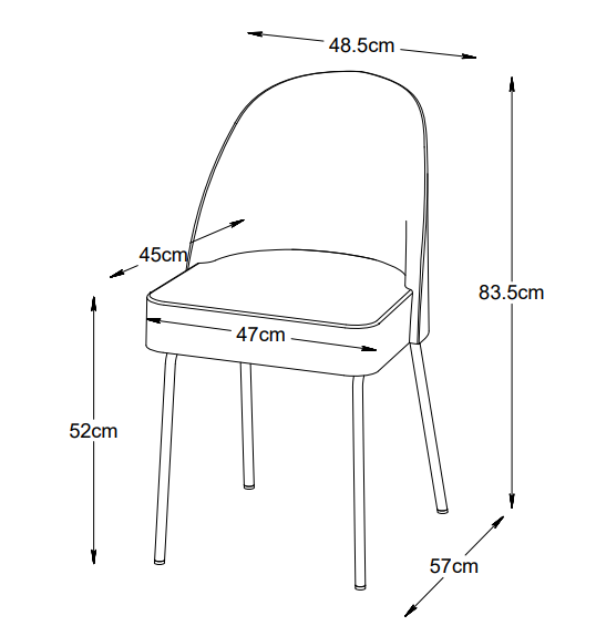 Creston-tuolin mitat.