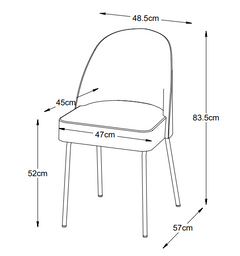 Creston-tuolin mitat.