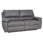 Denver-sohvassa on kaksi 75 cm leveää mekanismi-istuinta ja harmaa kangasverhoilu.
