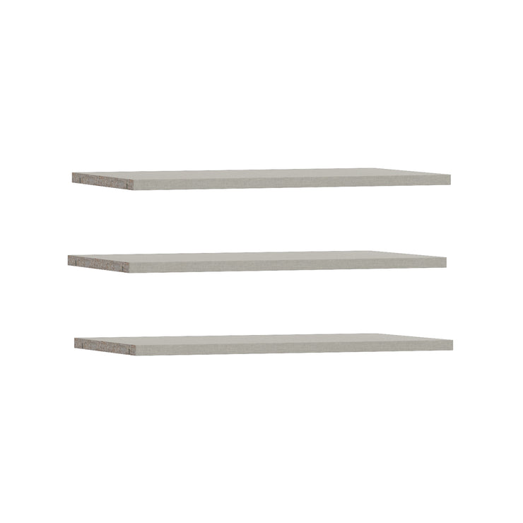 Kira 150 cm liukuovikomeron hyllypaketti. Paketti sisältää 3 kpl lisähyllylevyjä.