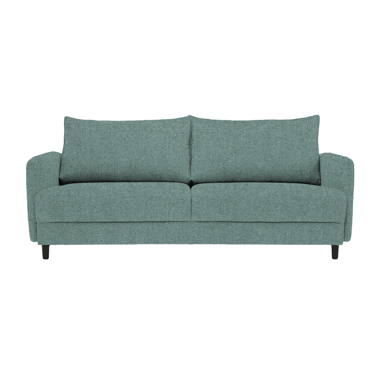 Dalby-sohva vihreällä Cloud 39 -verhoilukankaalla ja mustilla metallijaloilla.