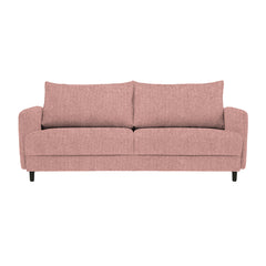 Dalby-sohva roosan värisellä Cloud 63 -verhoilukankaalla ja  mustilla metallijaloilla.