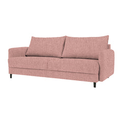 Dalby-sohva roosan värisellä Cloud 63 -verhoilukankaalla ja  mustilla metallijaloilla.