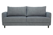 Dalby-sohva sinisellä Nuvola203-verhoilukankaalla ja mustilla metallijaloilla.